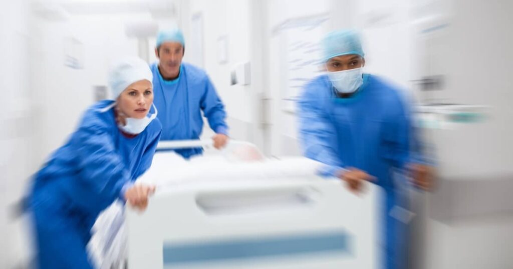 Rushing patient to emergency surgery after injury from a defective product